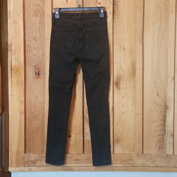 Zara Mid Rise Stretch Cropped Ankle Skinny Jeans, Size 2, Black Denim - Picture 3 of 8